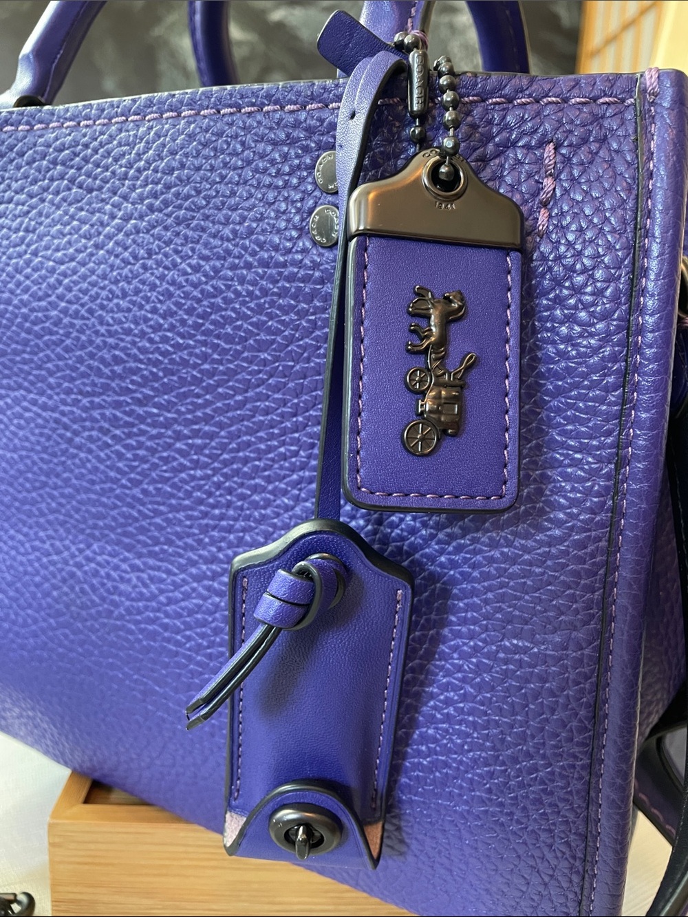 Coach 1941 X Disney Purple "Dark Fairy Tale" Pebble Leather Rogue 25 Satchel Bag - Picture 5 of 17